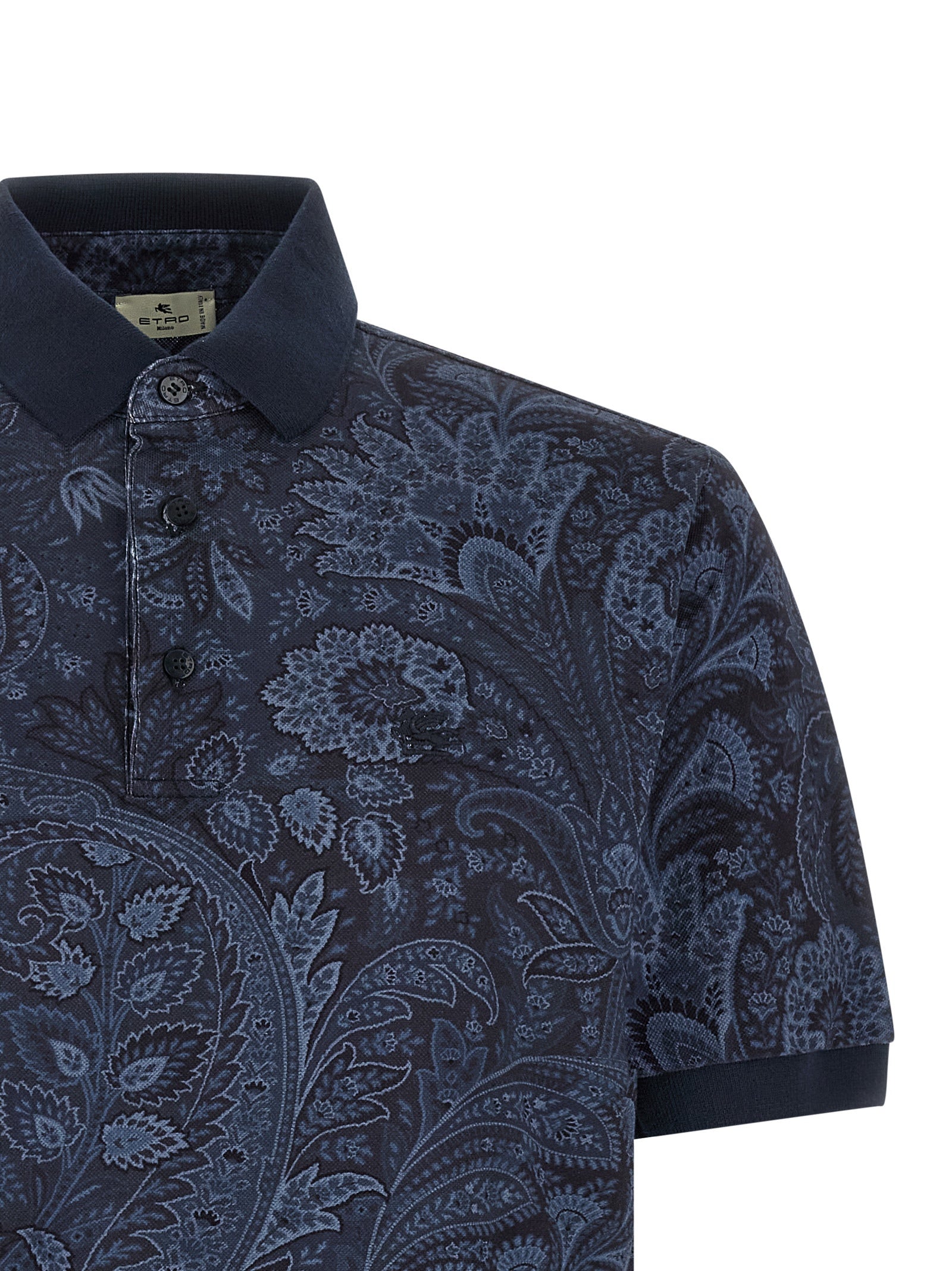 Etro 100% cotton polo shirt in navy — view 3