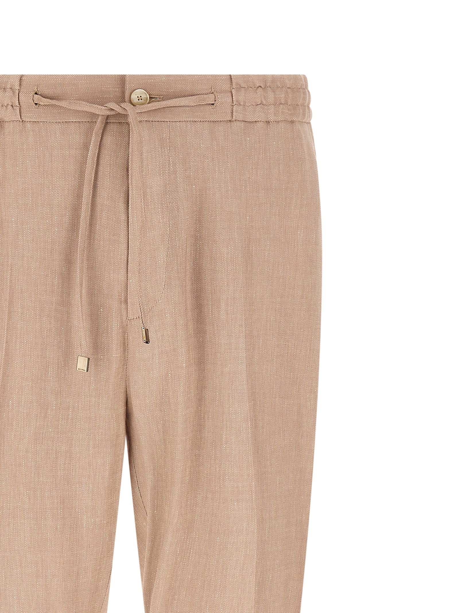 Etro 53% Linen joggers in beige — view 3