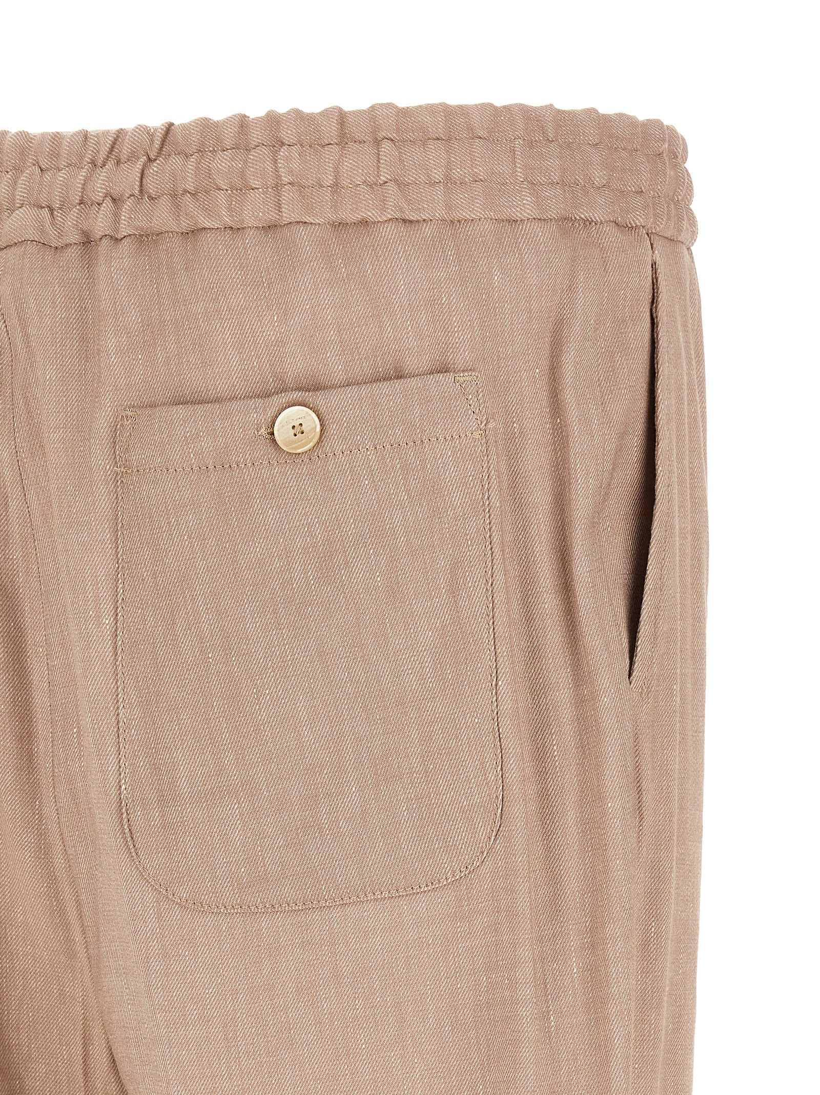 Etro 53% Linen joggers in beige — view 4