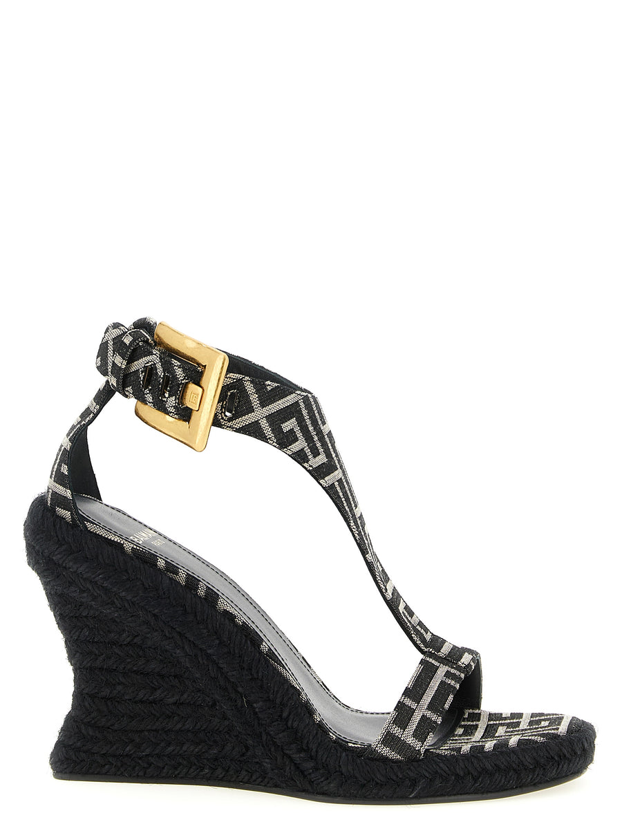 Balmain 63% polyester wedge sandal in black