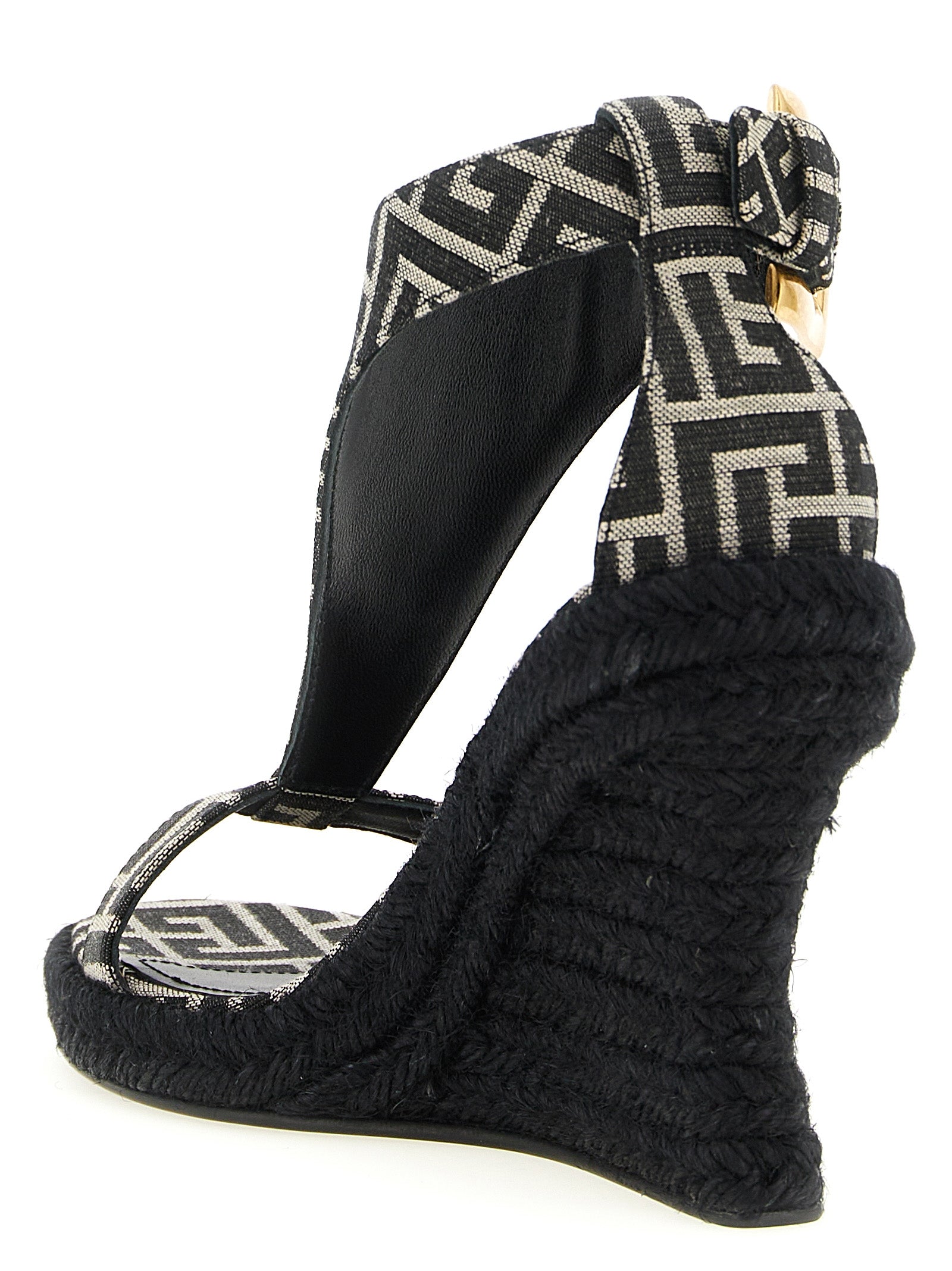 Balmain 63% polyester wedge sandal in black — view 3