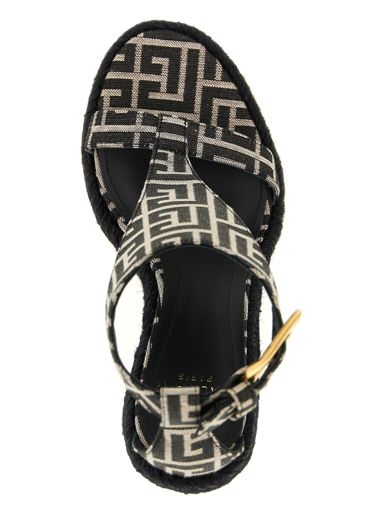 Balmain 63% polyester wedge sandal in black — view 4