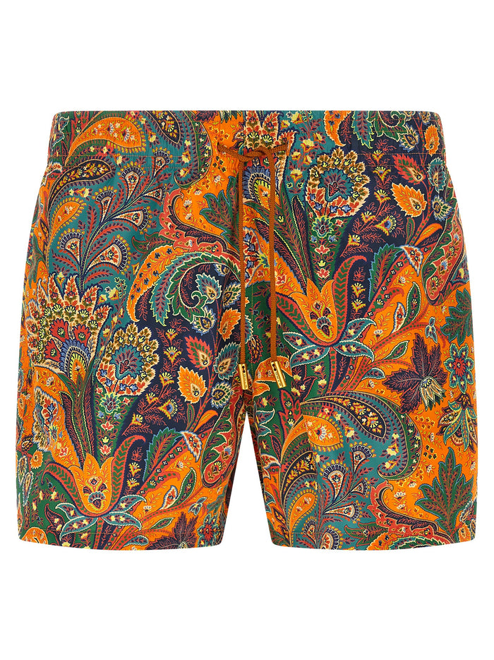 Etro 100% Polyester swim shorts in orange