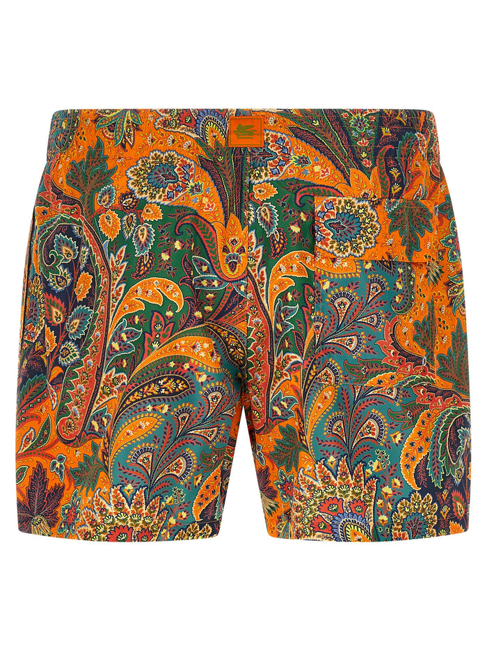 Etro 100% Polyester swim shorts in orange — view 2