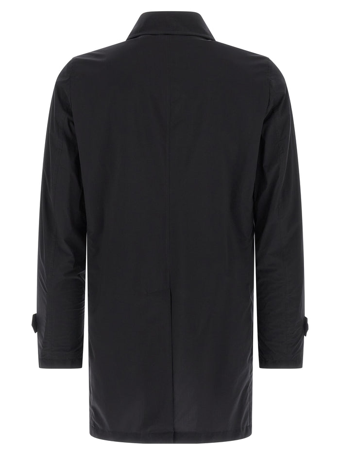 Moorer 68% Polyamide trench coat in black — view 2