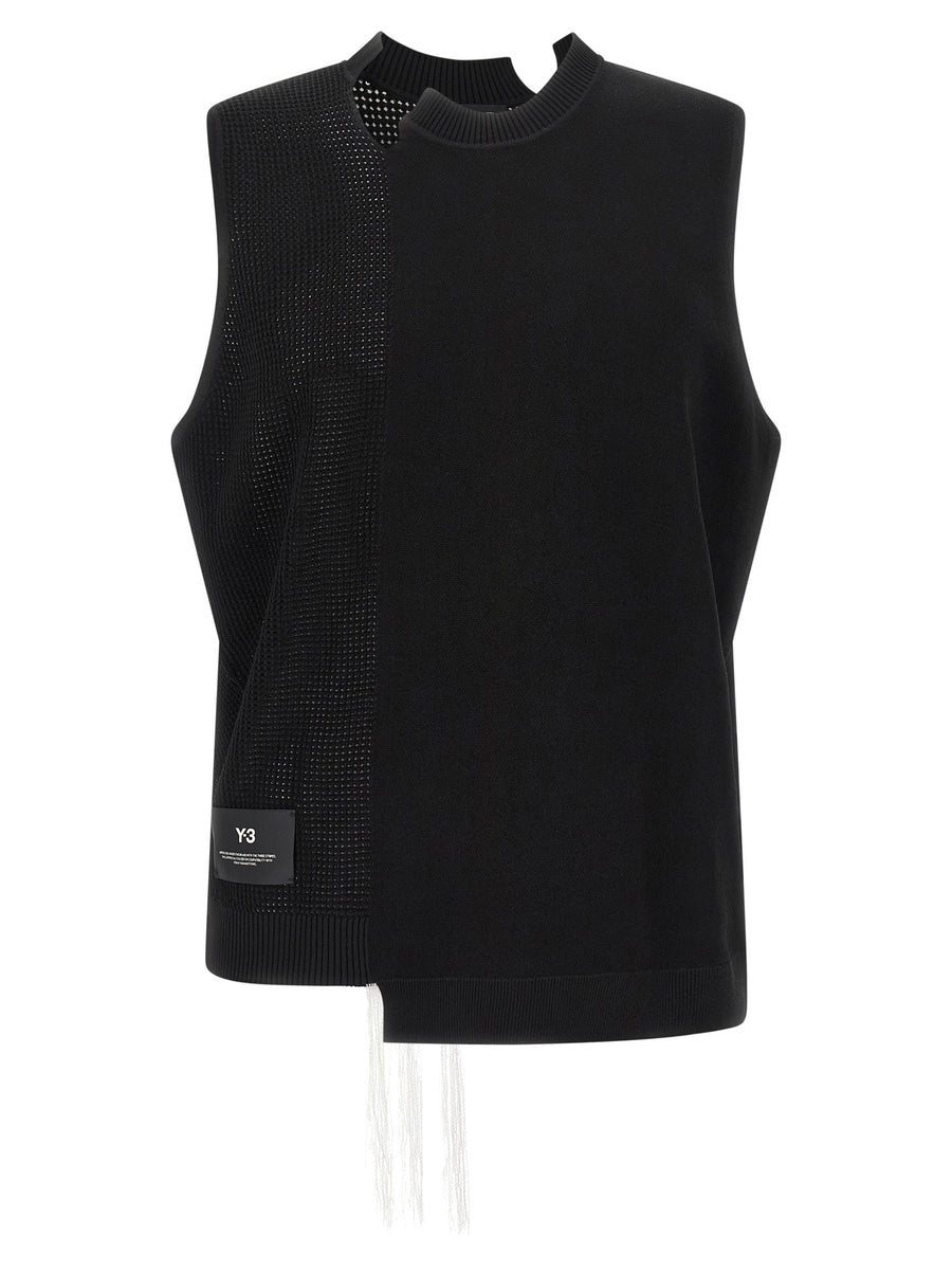 Y-3 83% rayon tank top in black