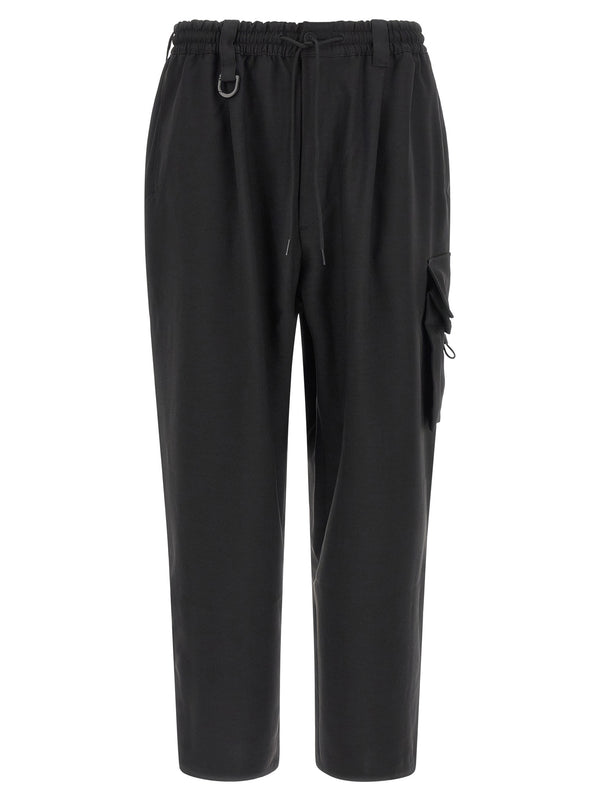 Y-3 100% Polyester cargo pants in black
