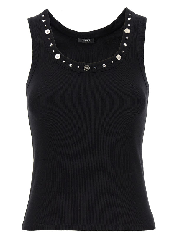 Versace 93% cotton tank top in black