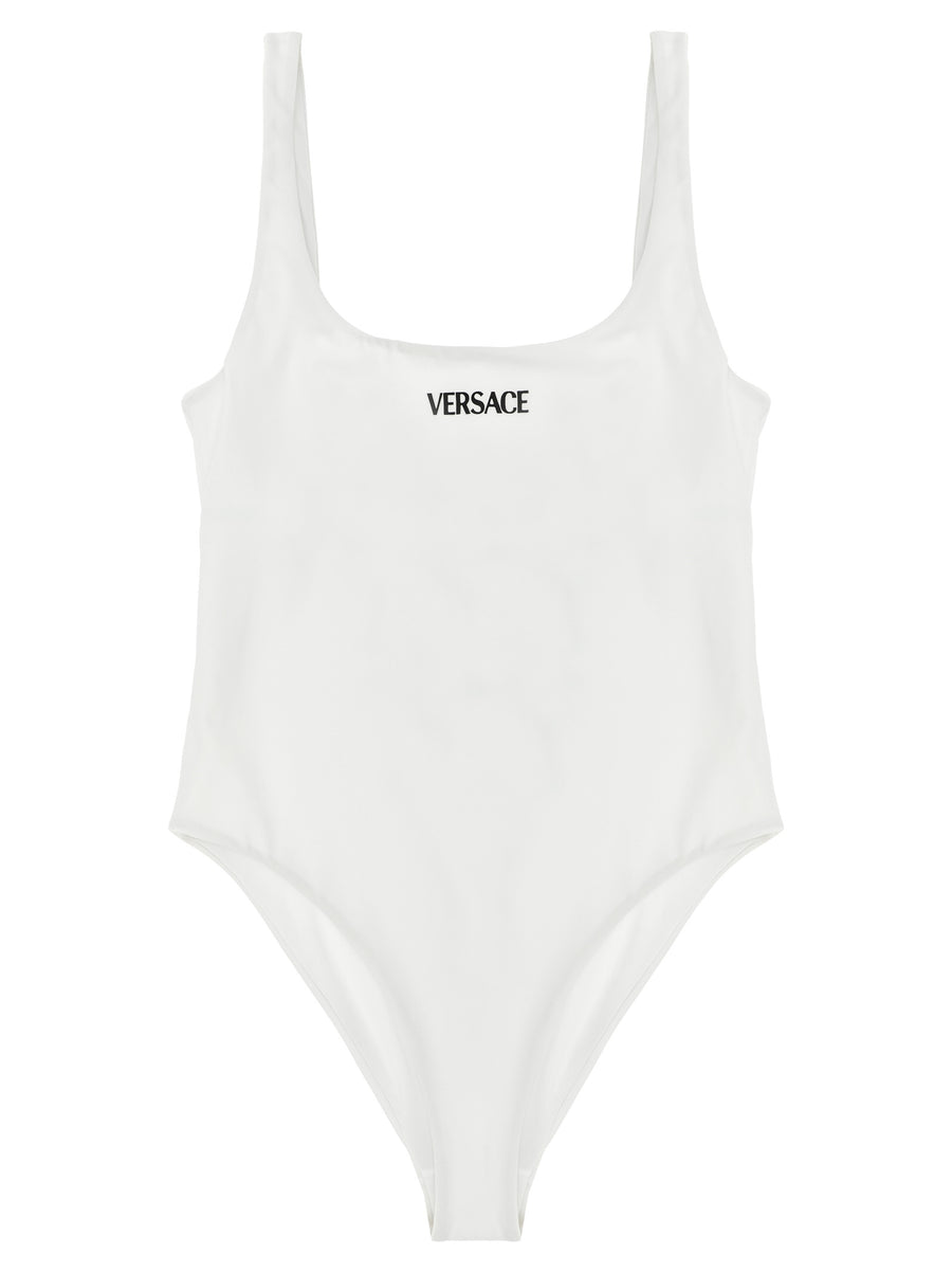 Versace 78% nylon one-piece swimsuit in white