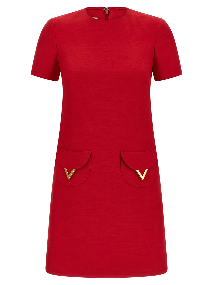 Valentino Garavani 65% virgin wool dress in red