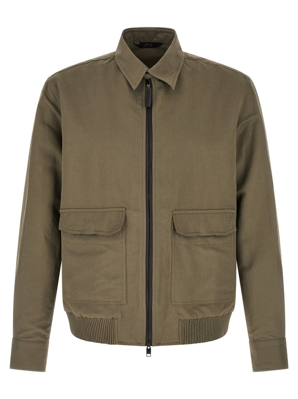 Brioni 53% linen jacket in green