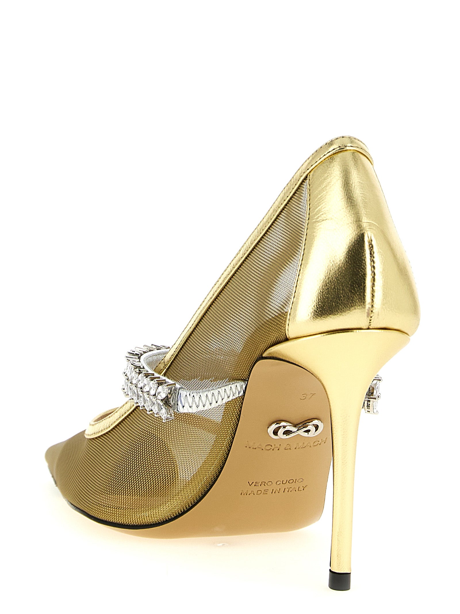 Mach & Mach 100% polyamide pump in gold — view 3
