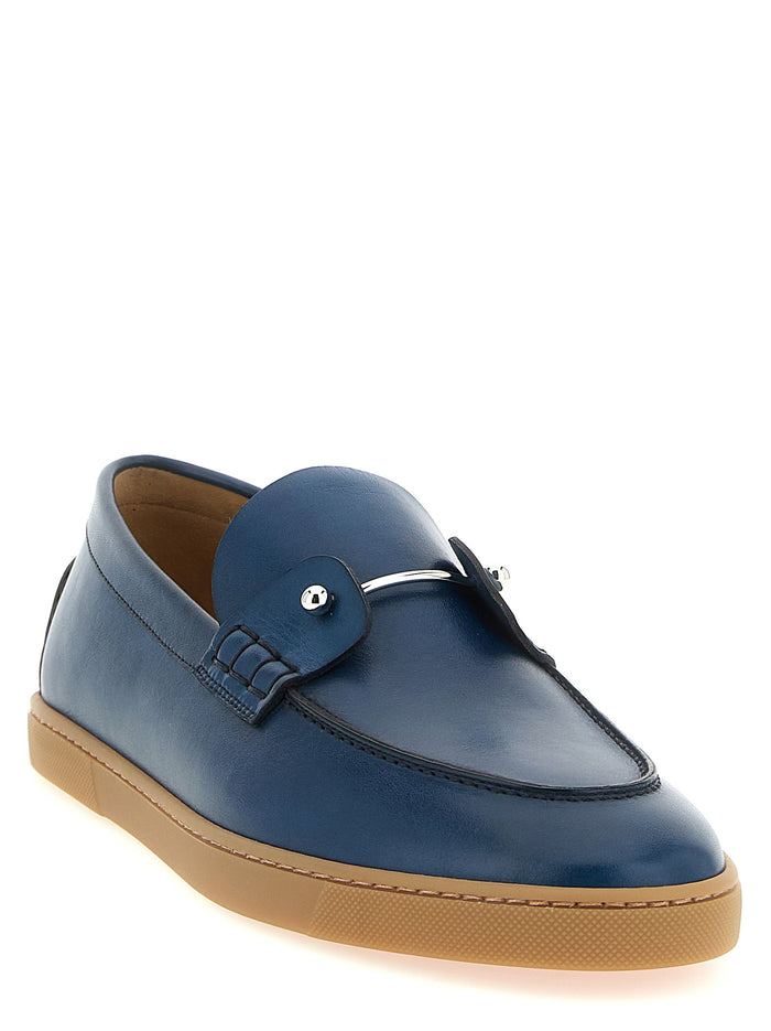 Christian Louboutin 100% calfskin leather loafer in blue — view 2