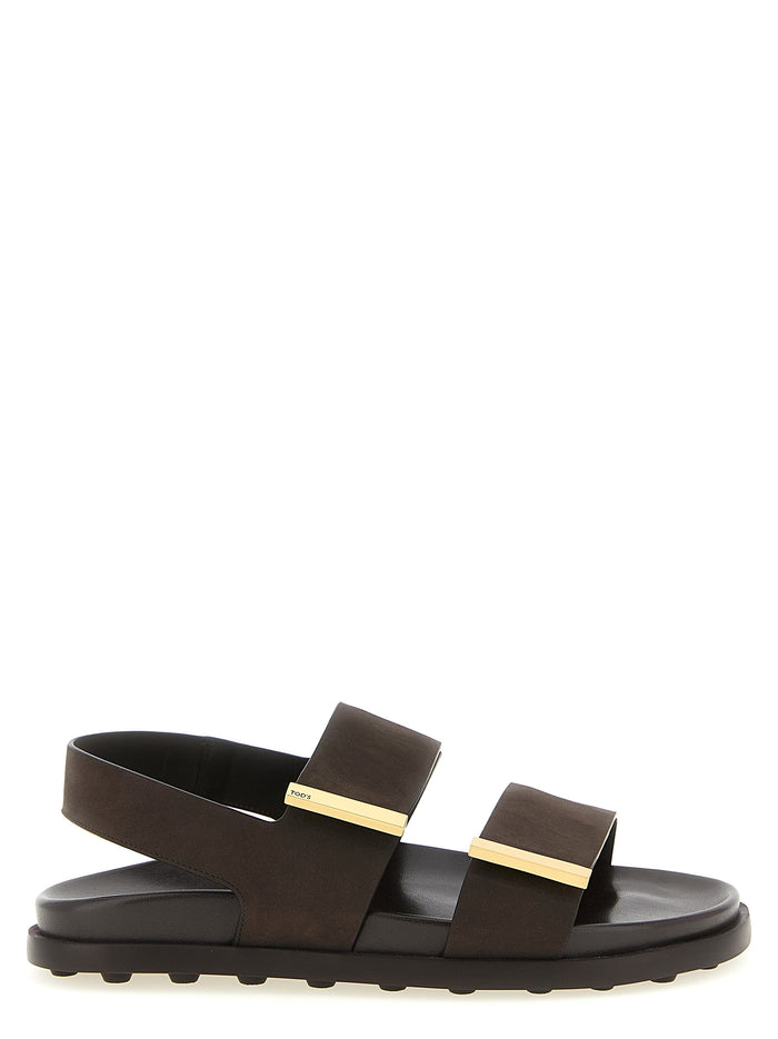 Tod's 100% calfskin leather sandal in brown