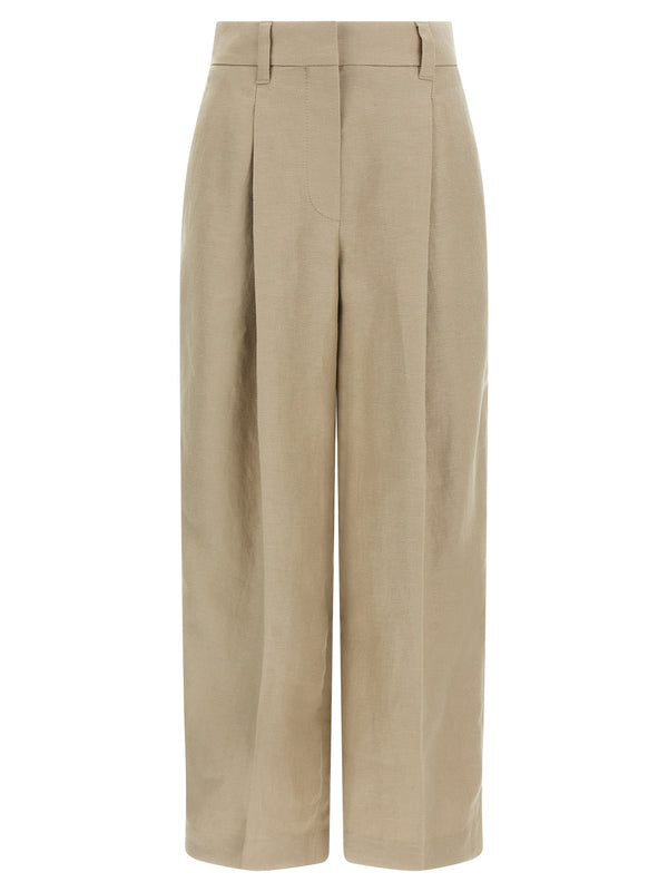 Brunello Cucinelli 100% Linen trousers in beige
