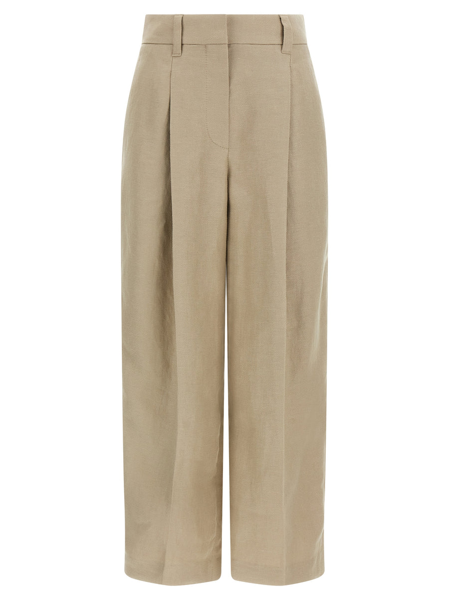 Brunello Cucinelli 100% Linen trousers in beige