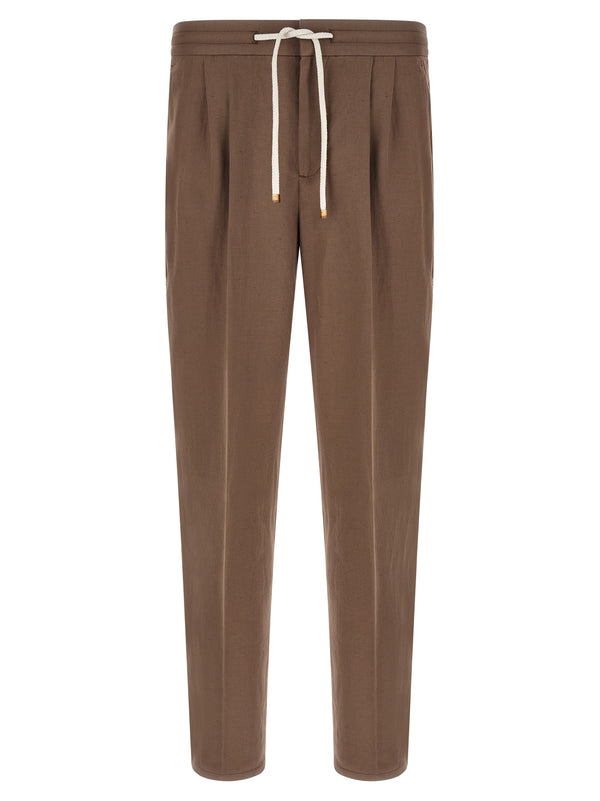 Brunello Cucinelli 56% Linen trousers in brown