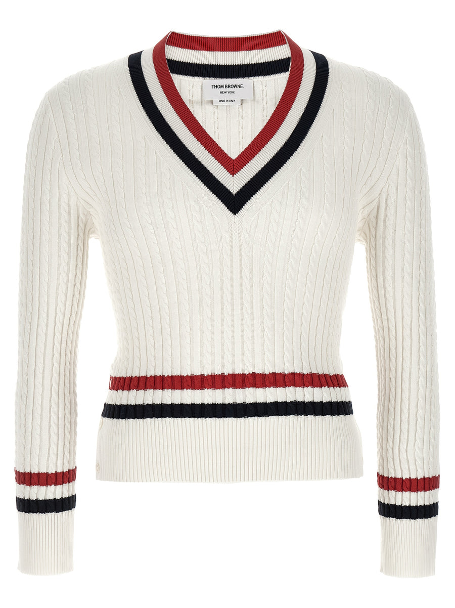Thom Browne 100% cotton sweater in white