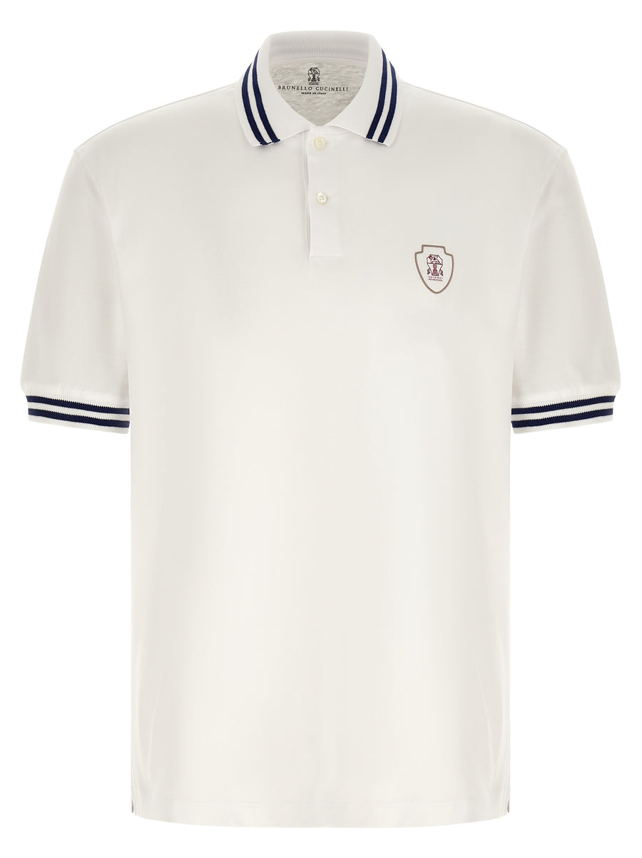 Brunello Cucinelli 100% cotton polo shirt in white