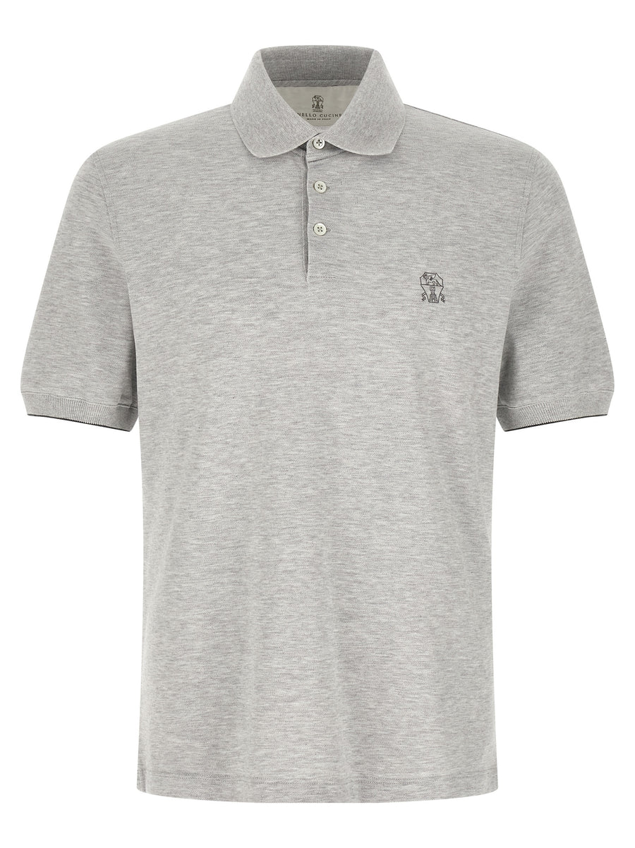 Brunello Cucinelli 100% cotton polo shirt in gray