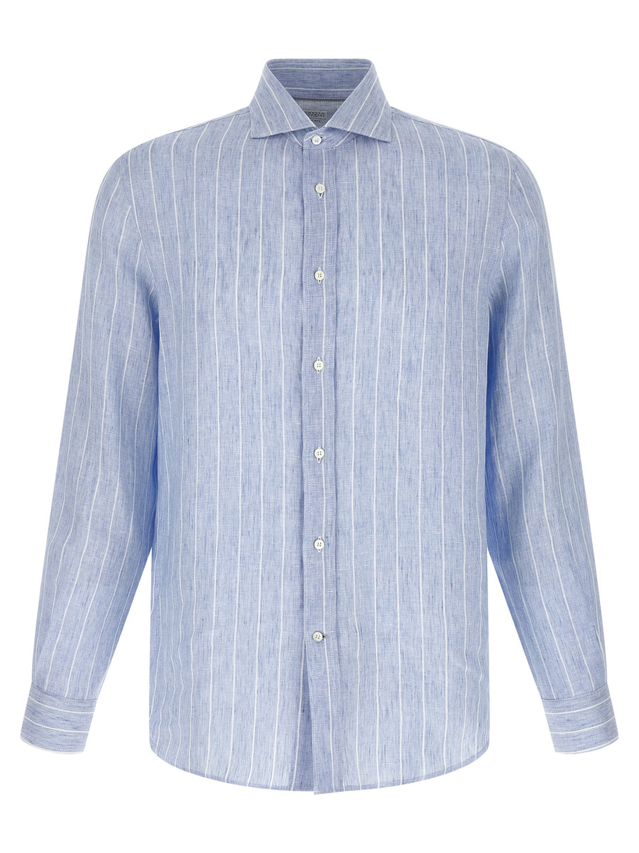 Brunello Cucinelli 100% linen shirt in blue