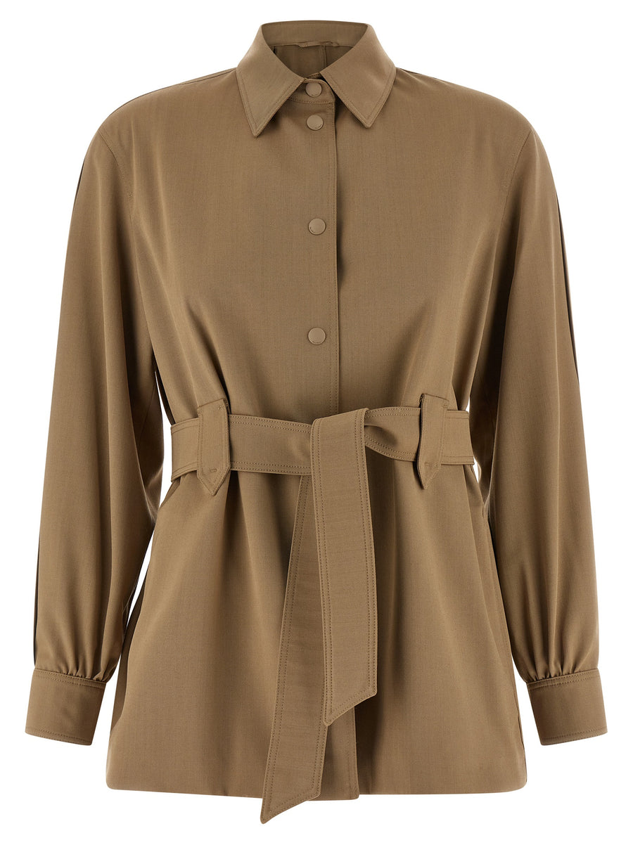 Max Mara 100% virgin wool shirt in beige