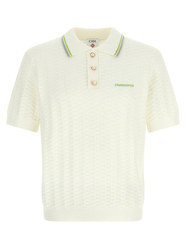 Casablanca 72% cotton polo shirt in white