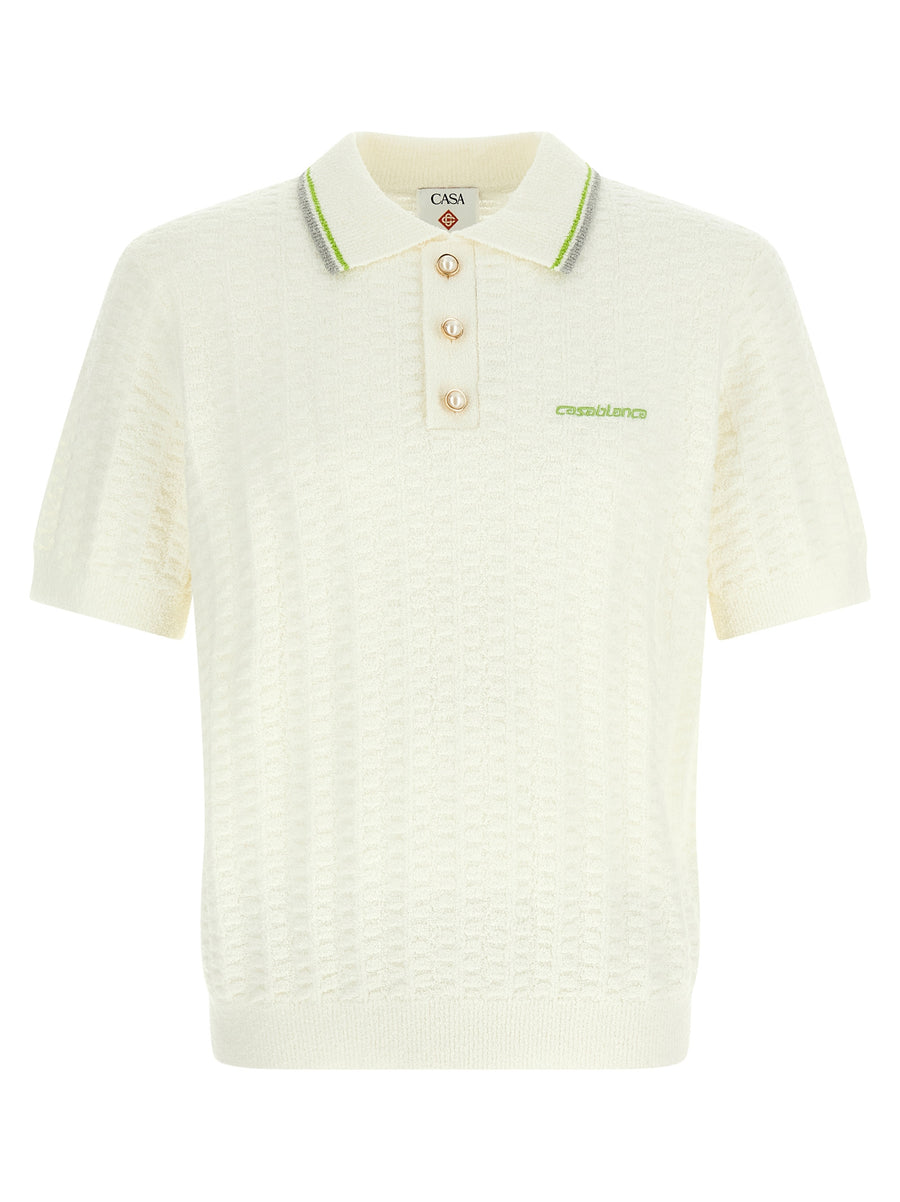 Casablanca 72% cotton polo shirt in white