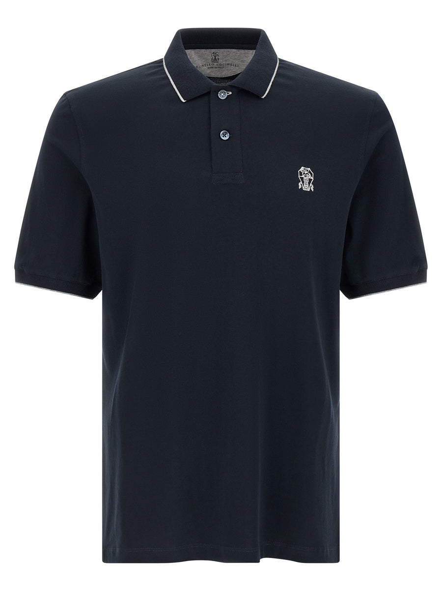 Brunello Cucinelli 100% Cotton polo shirt in navy
