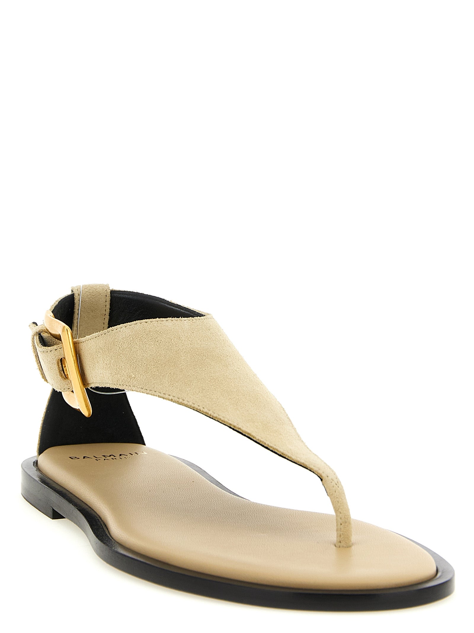 Balmain 100% calfskin leather sandal in beige — view 2