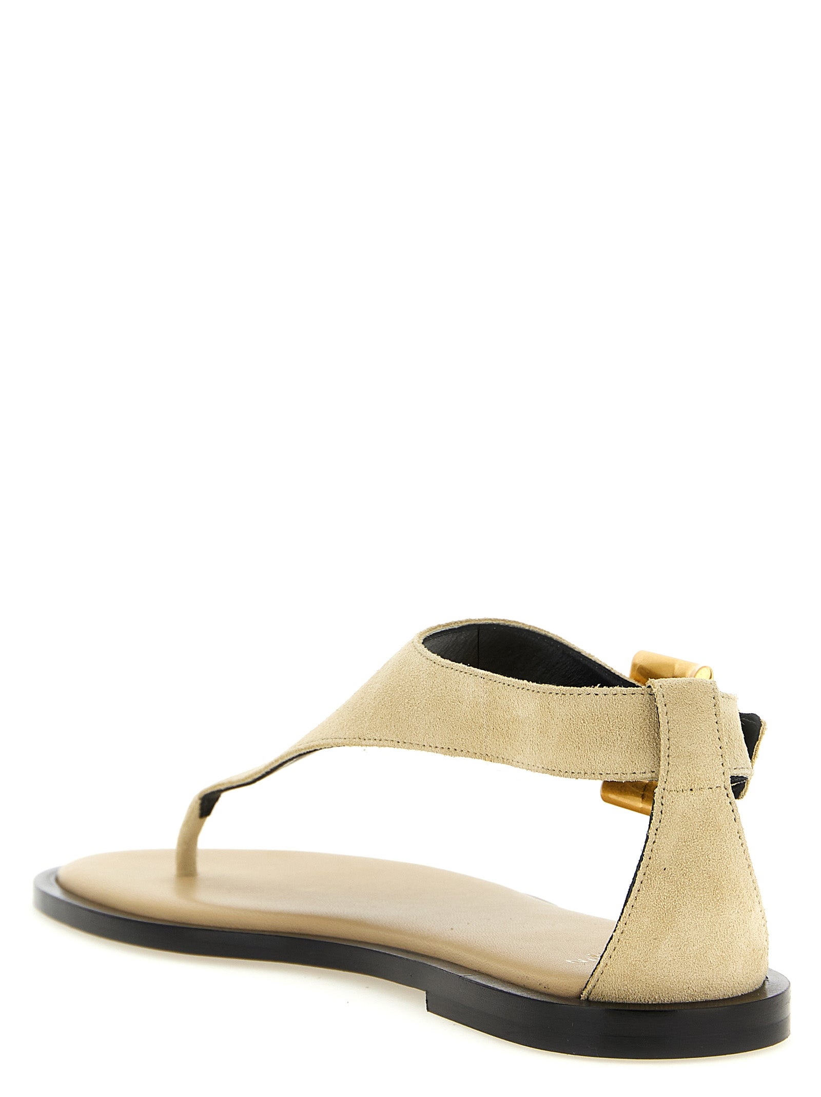 Balmain 100% calfskin leather sandal in beige — view 3
