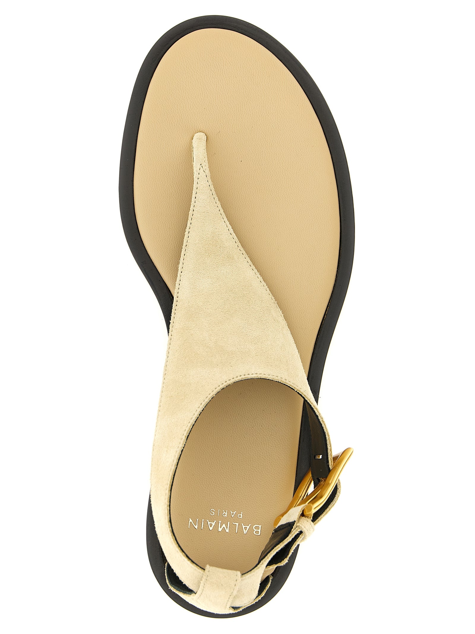 Balmain 100% calfskin leather sandal in beige — view 4