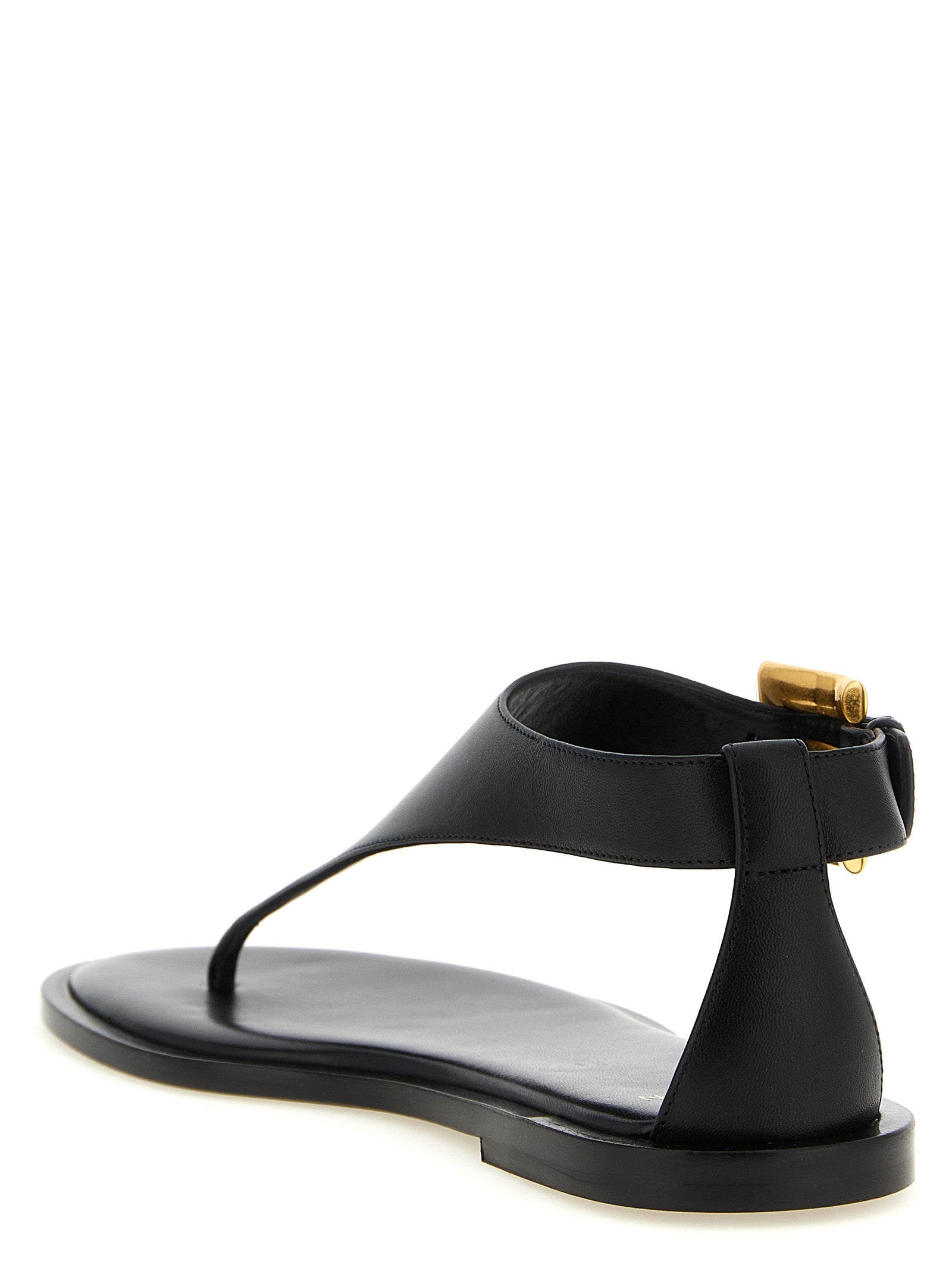 Balmain 100% lamb leather sandal in black — view 3