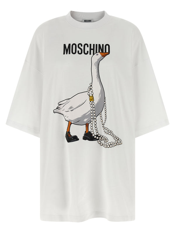 Moschino 100% cotton t-shirt dress in white