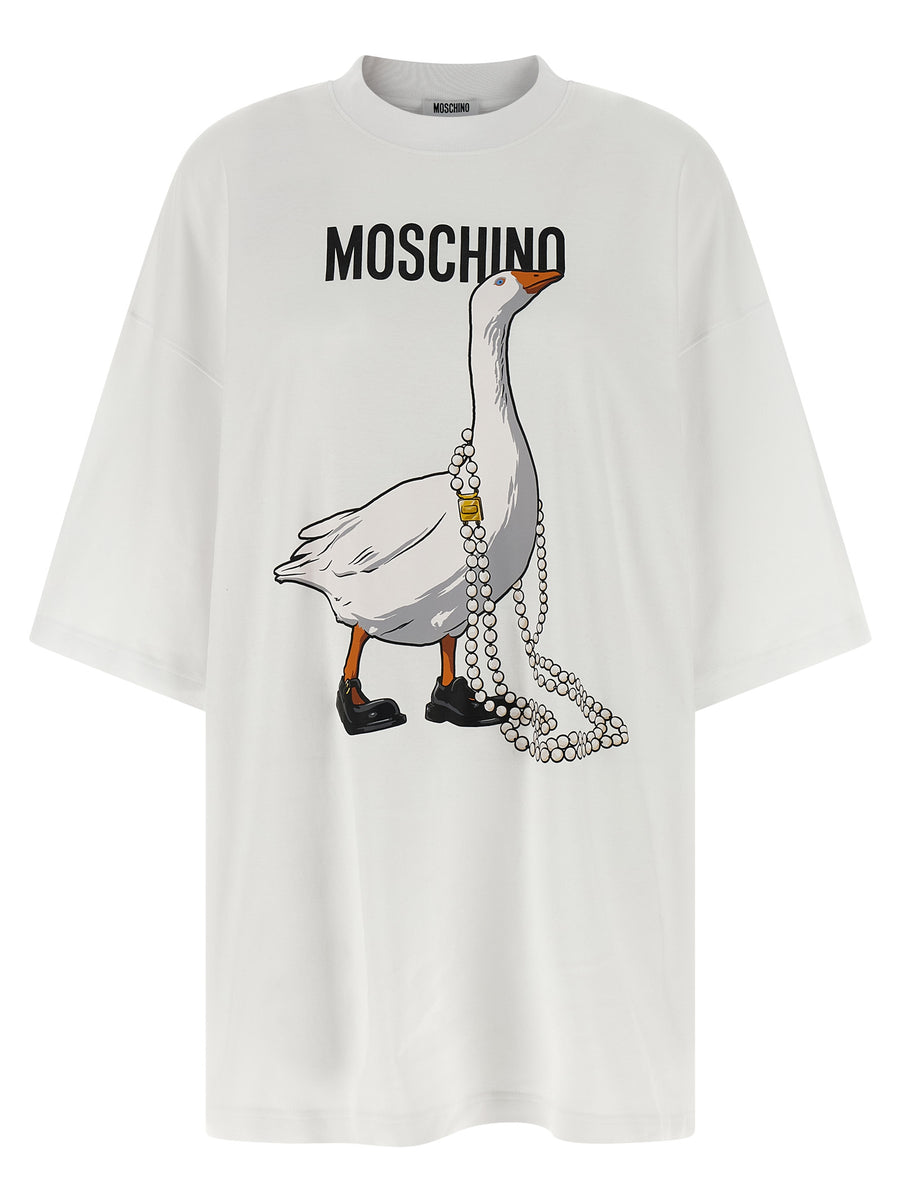 Moschino 100% cotton t-shirt dress in white