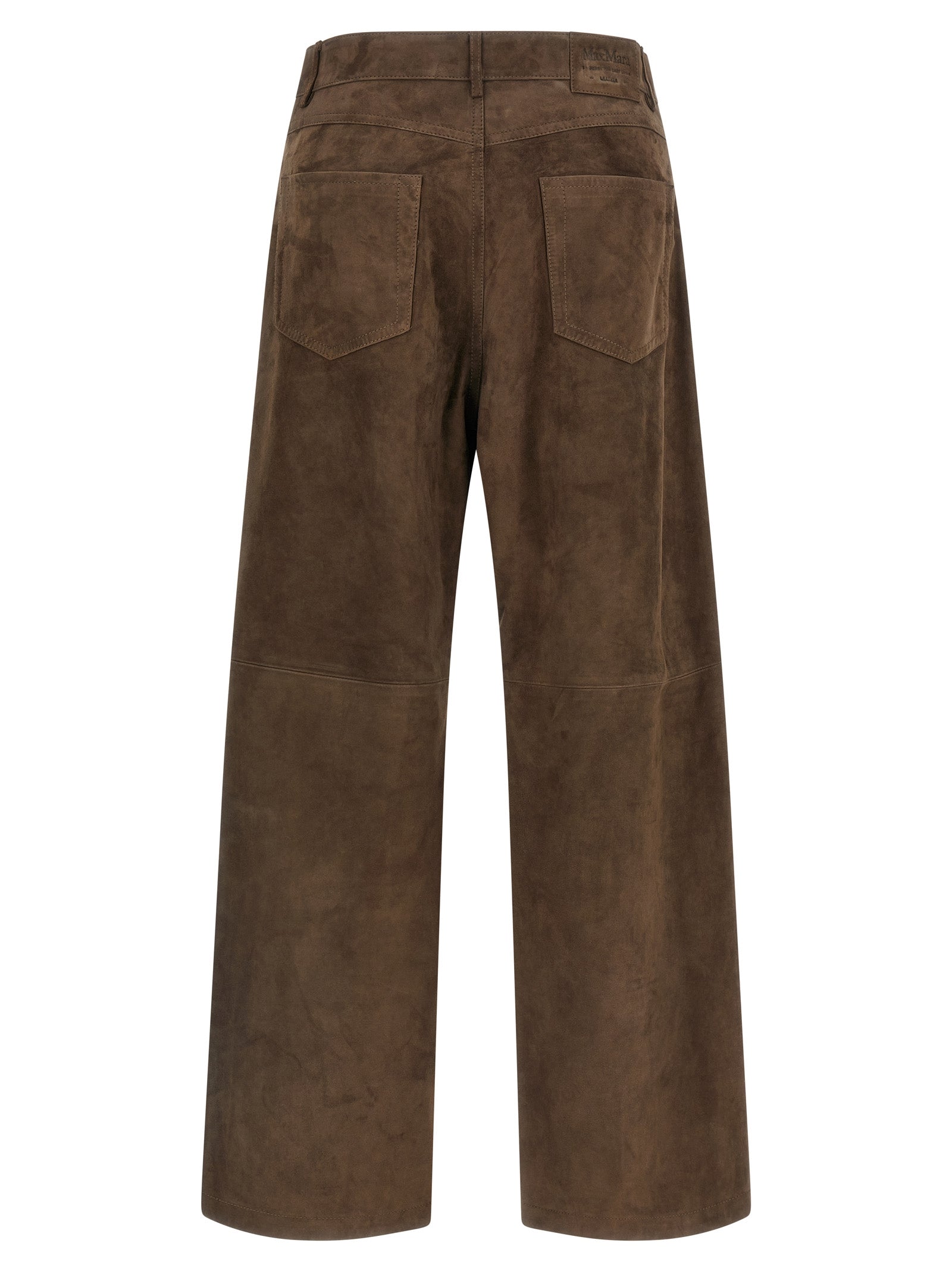 'S Max Mara 100% lamb leather trousers in brown — view 2