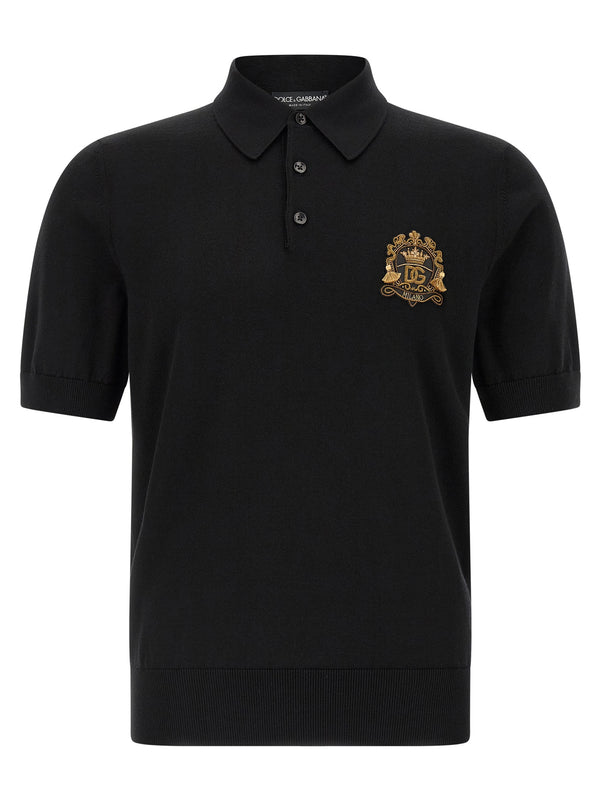 Dolce & Gabbana 100% virgin wool polo shirt in black