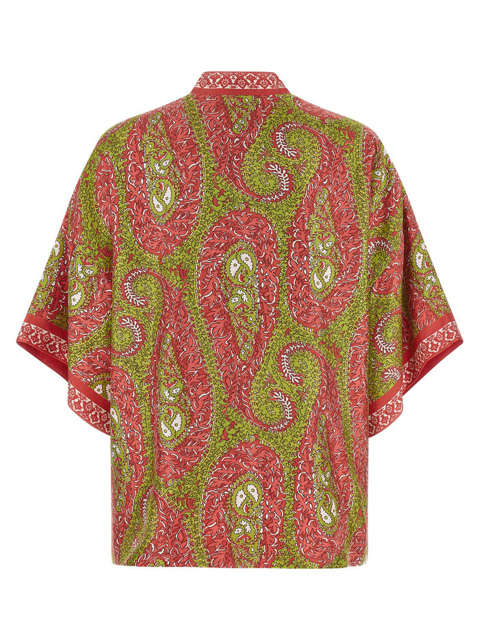 Etro 100% Silk cardigan in red — view 2