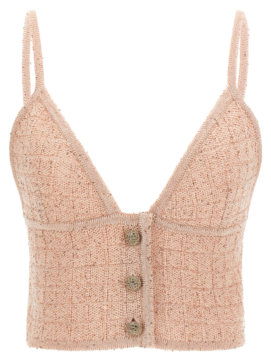 Alessandra Rich 77% Polyester tank top in pink