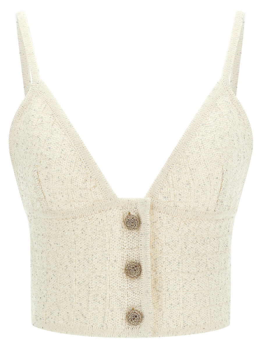Alessandra Rich 77% polyester tank top in white