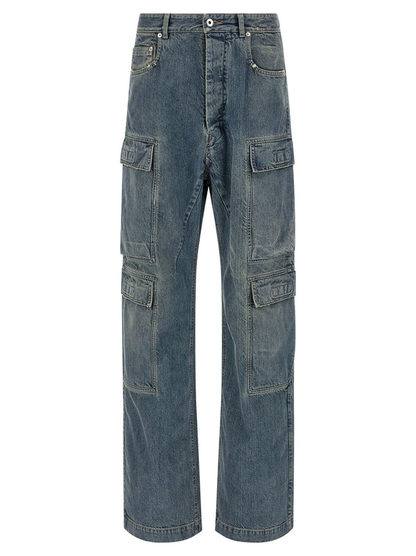 Drkshdw 100% cotton cargo pants in blue