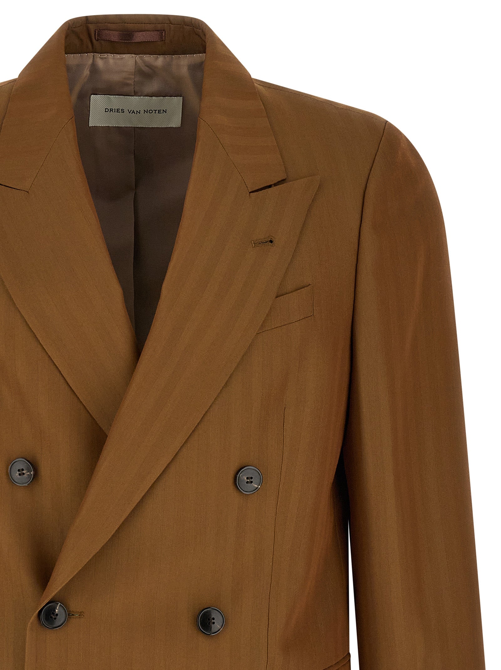 Dries Van Noten 54% wool blazer in brown — view 3