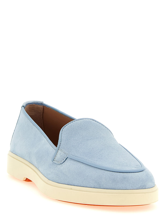 Santoni 72% calf leather loafer in blue — view 2