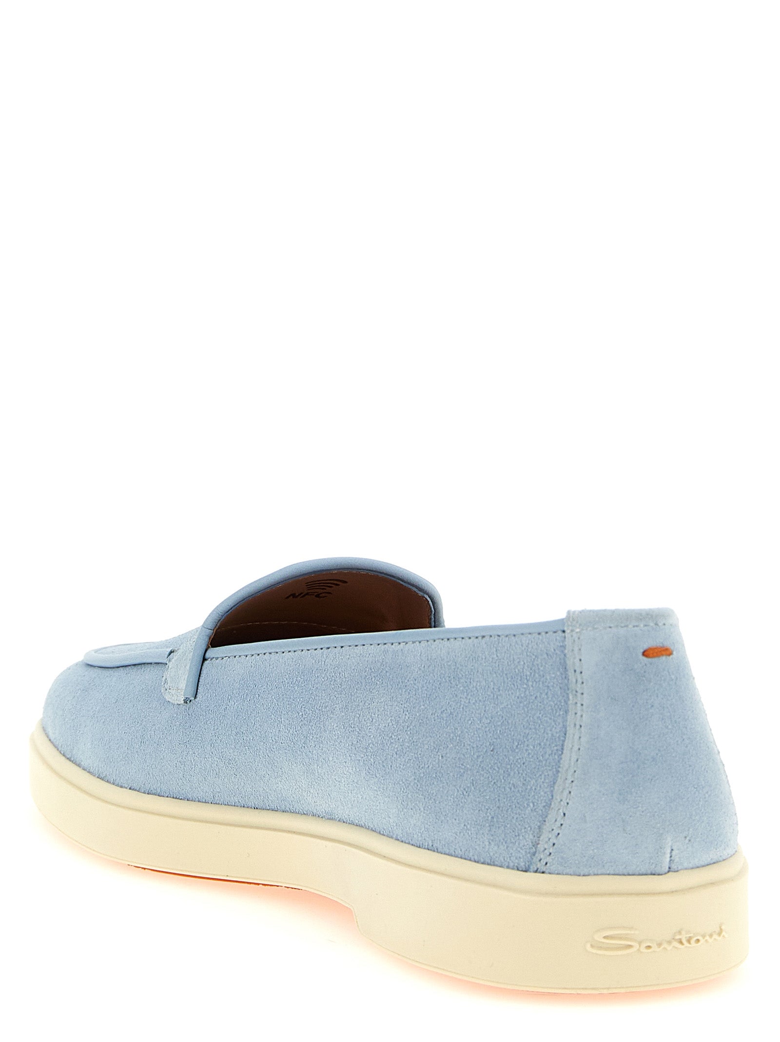 Santoni 72% calf leather loafer in blue — view 3