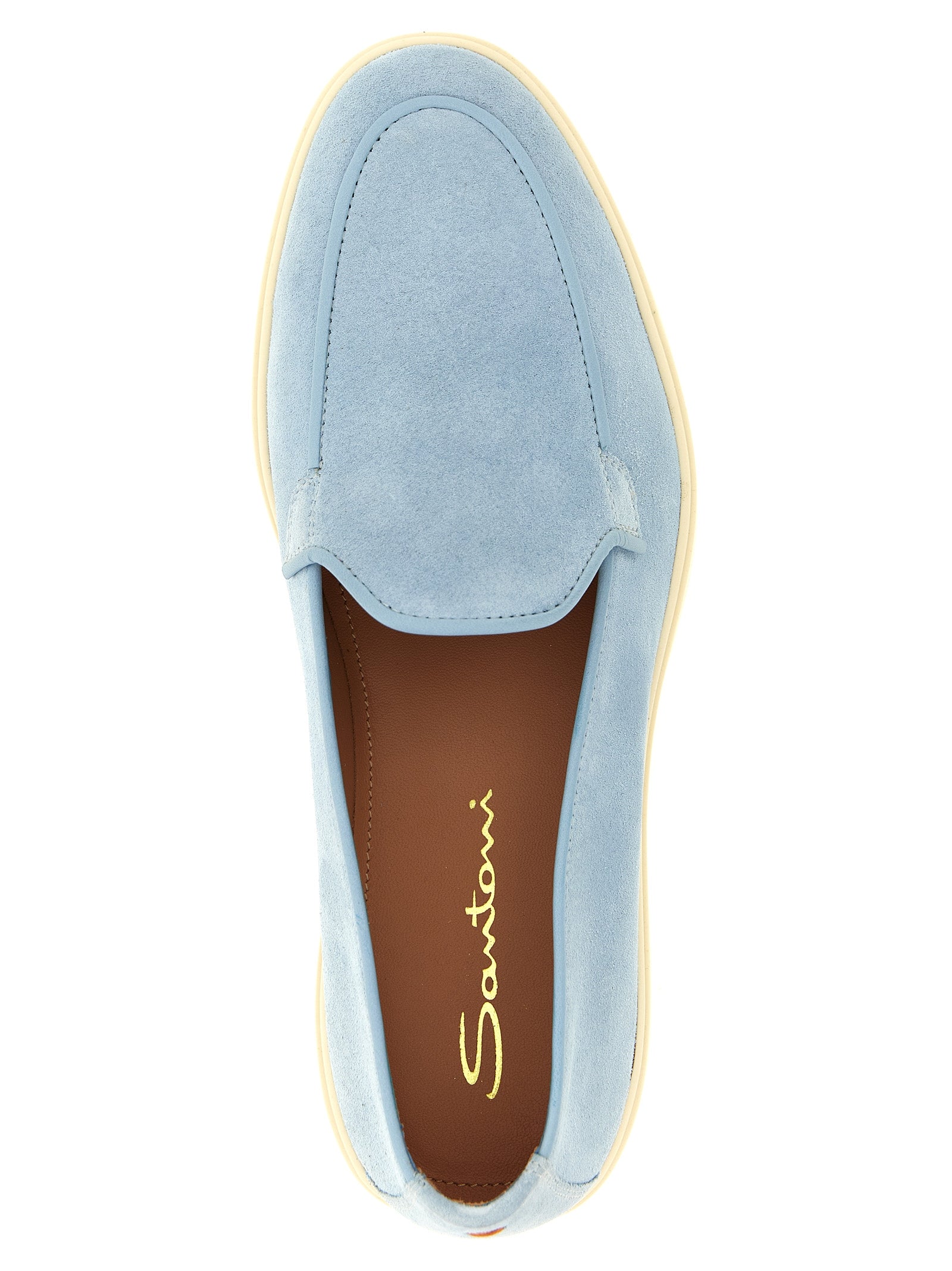 Santoni 72% calf leather loafer in blue — view 4