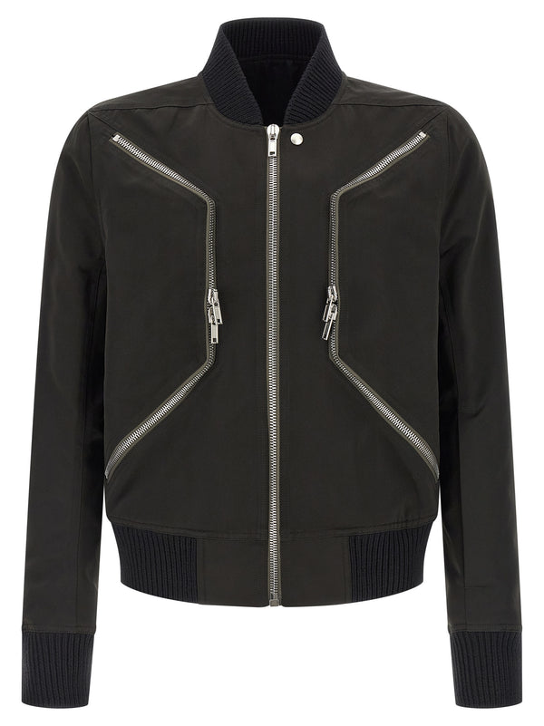 Rick Owens 100% Polyester with wool knit details bomber jacket in black