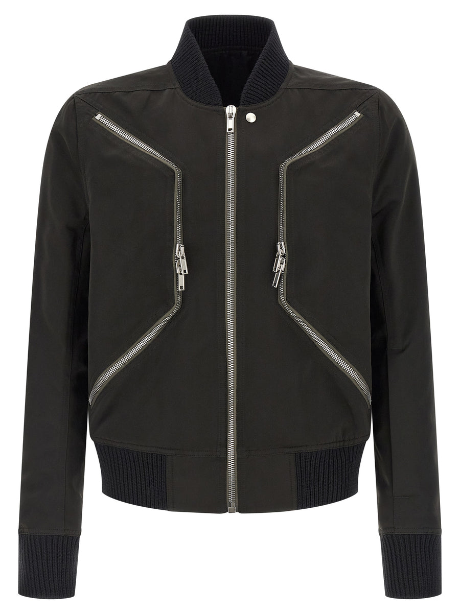 Rick Owens 100% Polyester with wool knit details bomber jacket in black