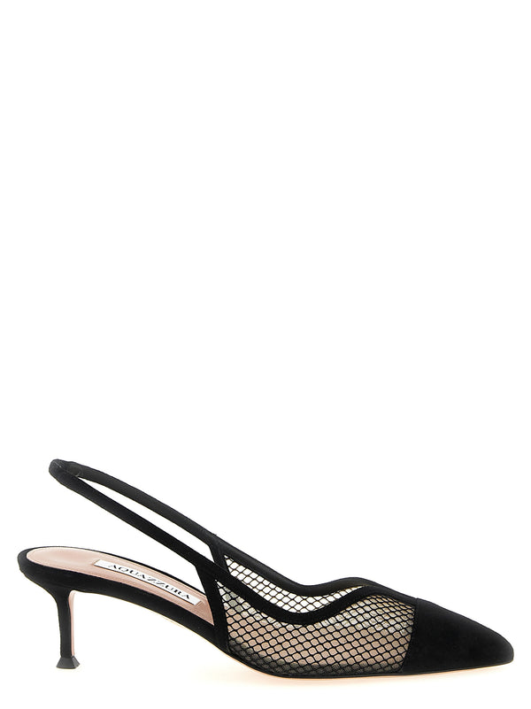 Aquazzura 70% textile slingback heel in black