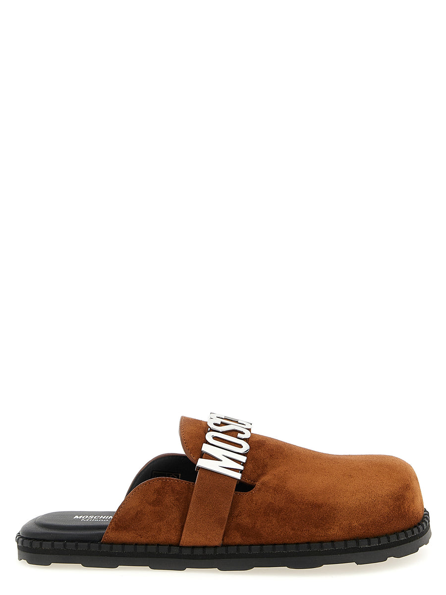 Moschino 100% Calfskin Leather clog in brown