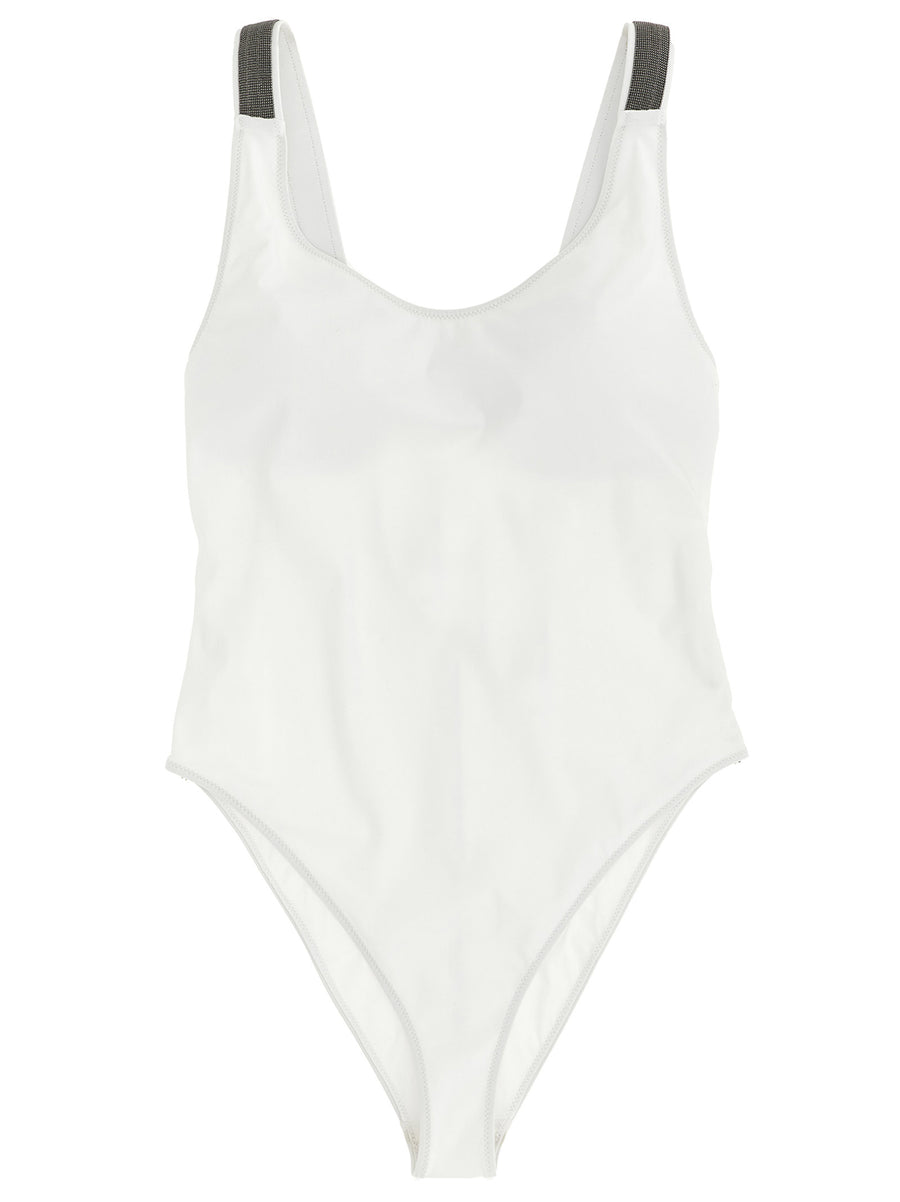 Brunello Cucinelli 68% polyamide swimsuit in white